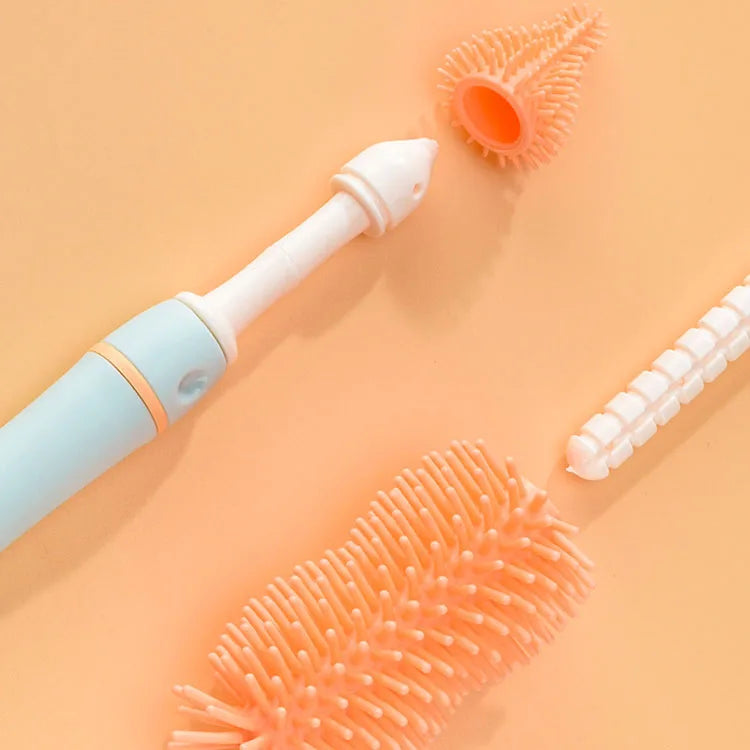 Feeding Milk Bottle Cleaning Brush Set Stand Holder Silicone Cup Brush Baby Bottle Brush
