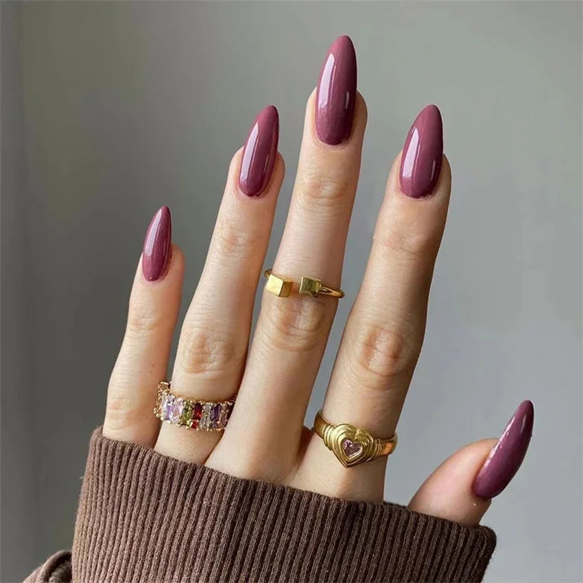 24pcs Artificial Nail Art Fake Nails Full Coverage Removable Ballet Short Press On Nails tips Chips Waterproof Solid Colour set