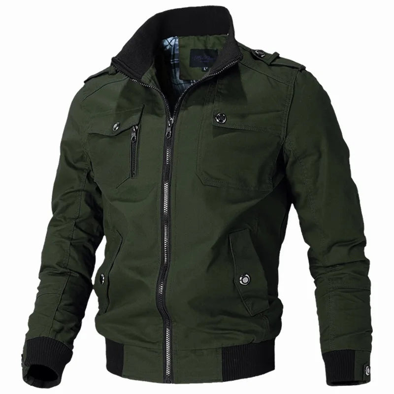 Bomber Jacket Men Fashion Casual Windbreaker Jacket Coat Men 2024 Spring Autumn New Hot Outwear Solid Stand Slim Jacket Mens