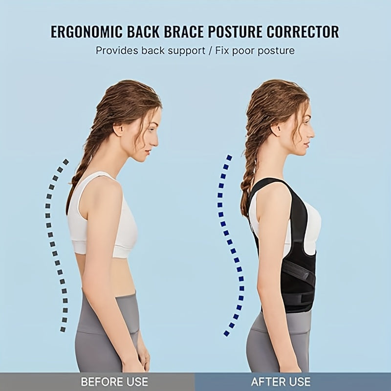 Unisex Posture Corrector, Shoulder Corrector, Adjustable Full Back Support, Relieves Upper And Lower Back Pain - Scoliosis, Improves Back Posture And Provides Lumbar Support, Maintains Perfect Posture