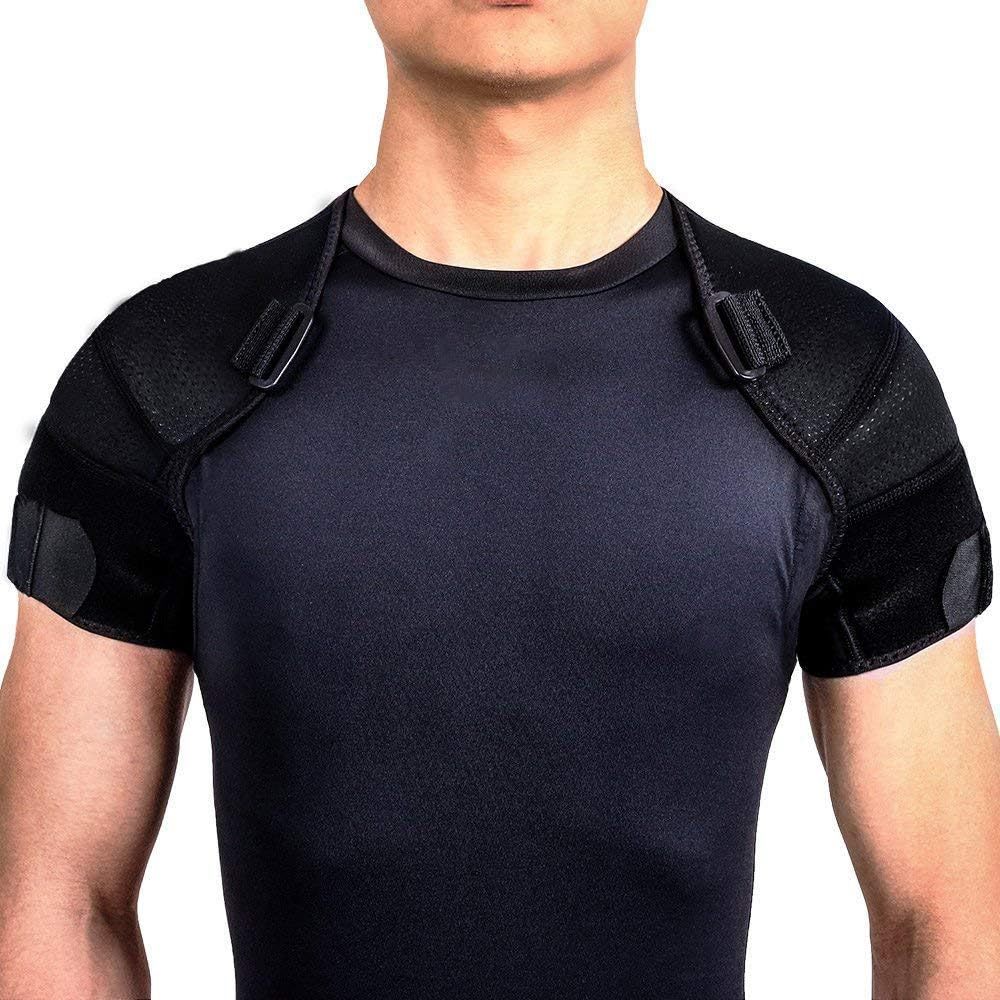 S-3XL Neoprene Double Shoulder Support Brace Strap Wrap Protector by Kuangmi