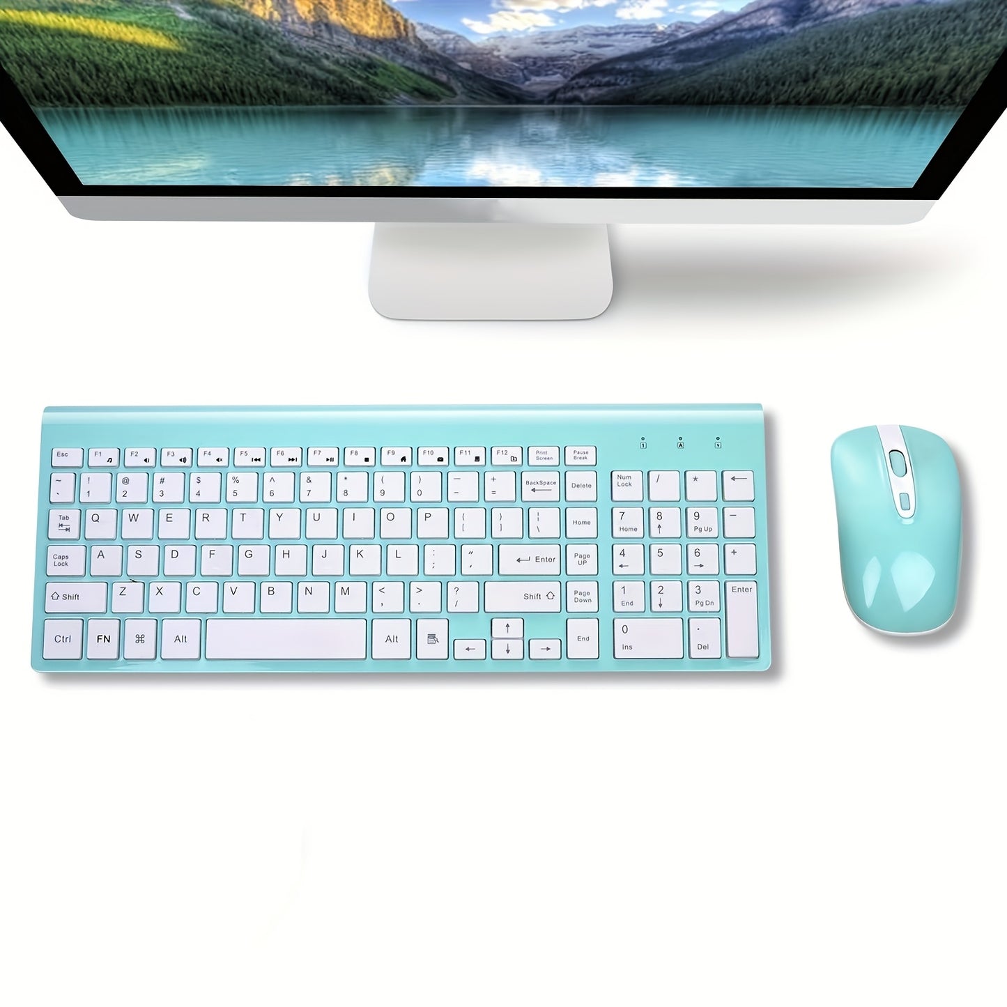 Wireless Keyboard and Mouse Combo, Compact Full Size Wireless Computer Keyboard and Mouse Set 2.4G Ultra-Thin Sleek Design for Windows, Computer, Desktop, PC, Notebook, Laptop