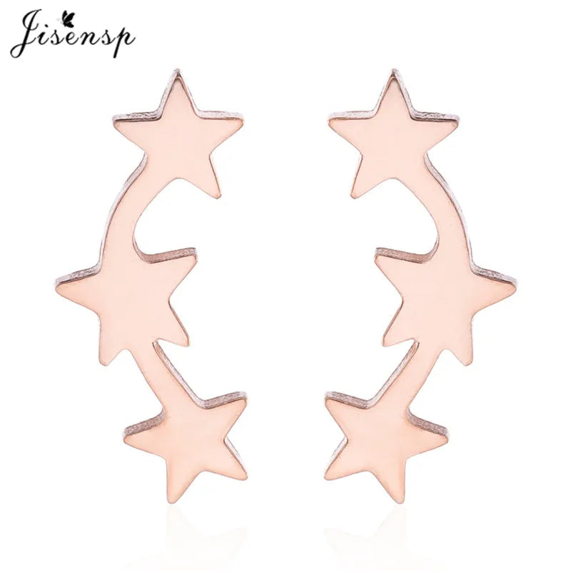 2024 New Star Earings Punk Stud Earrings Stainless Steel Everyday Teen Jewelry Pentagram Earing for Women Wholesale Oorbellen