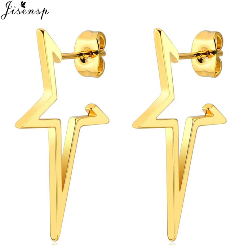 2024 New Star Earings Punk Stud Earrings Stainless Steel Everyday Teen Jewelry Pentagram Earing for Women Wholesale Oorbellen