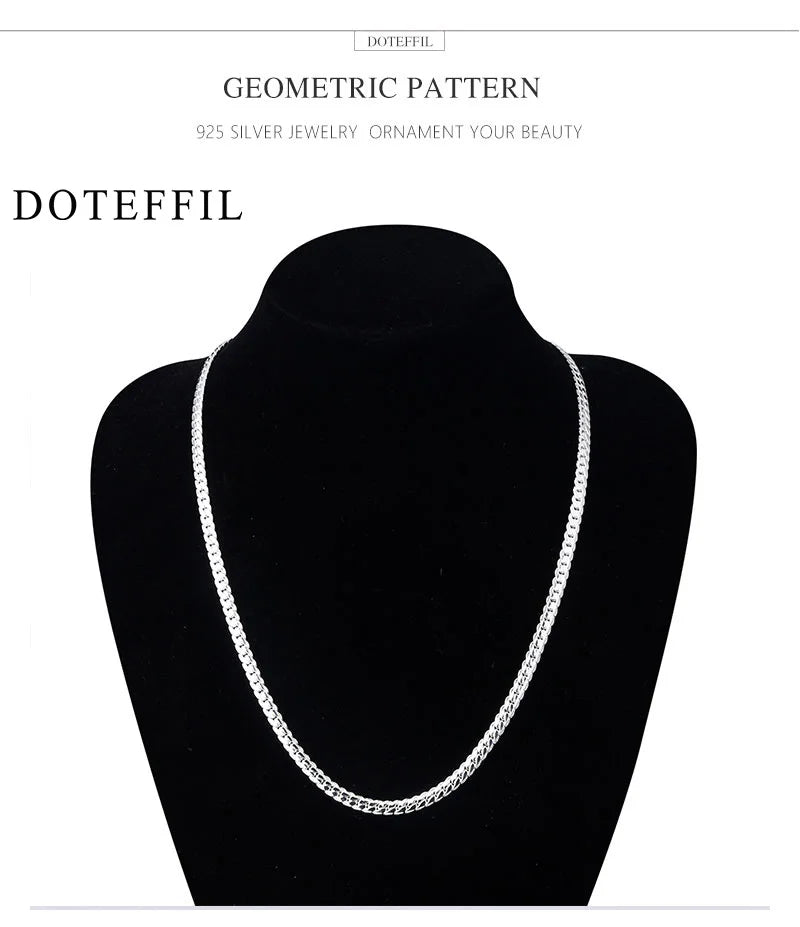 925 Sterling Silver 8/16/18/20/22/24 Inch 6mm Side Chain Necklace Bracelet For Woman Men Fashion Charm Wedding Jewelry