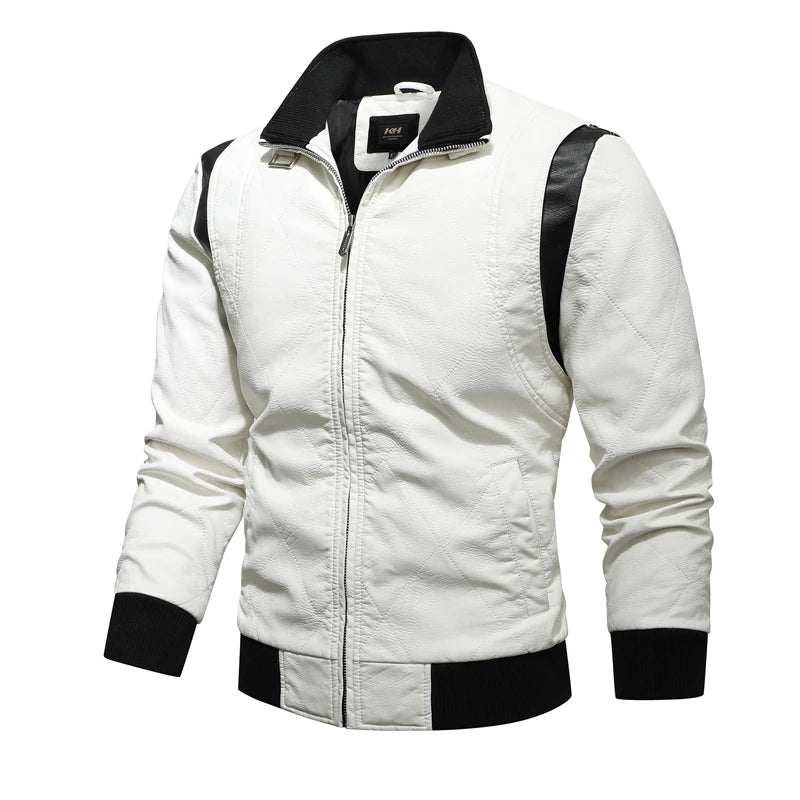 Autumn Winter Bomber Leather Jacket Men Scorpion Embroidery Hooded Jacket PU Leather Motorcycle Mens Ryan Gosling Drive Jacket