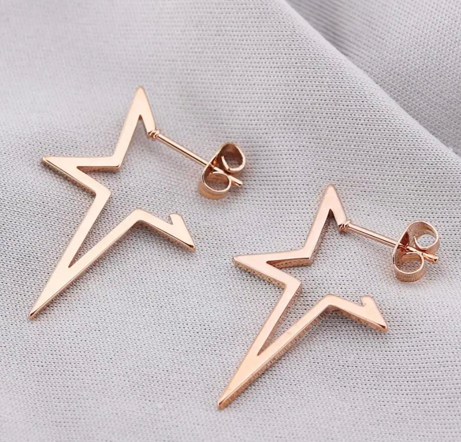 2024 New Star Earings Punk Stud Earrings Stainless Steel Everyday Teen Jewelry Pentagram Earing for Women Wholesale Oorbellen