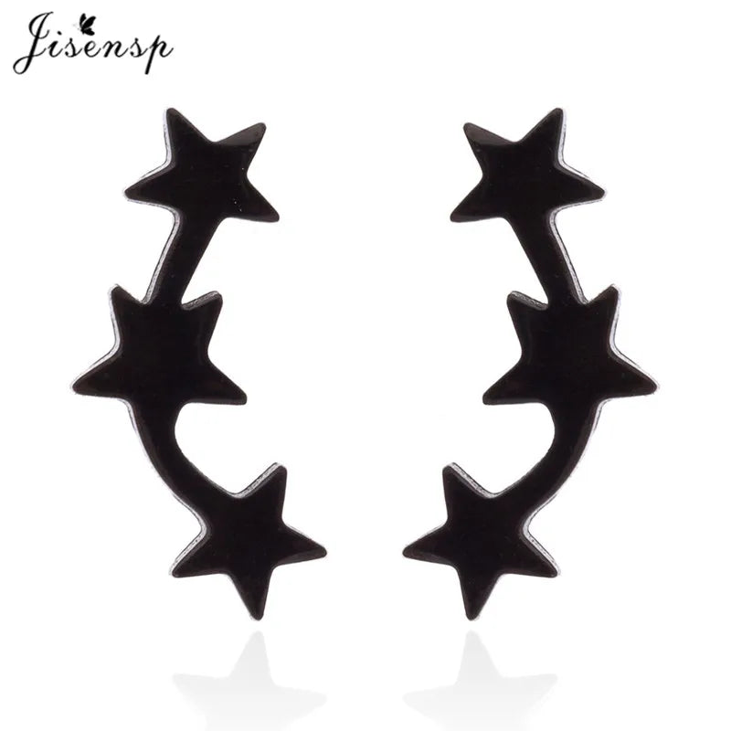 2024 New Star Earings Punk Stud Earrings Stainless Steel Everyday Teen Jewelry Pentagram Earing for Women Wholesale Oorbellen