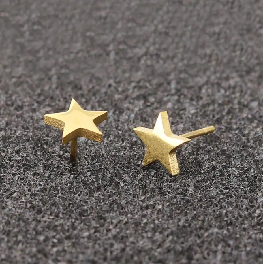 2024 New Star Earings Punk Stud Earrings Stainless Steel Everyday Teen Jewelry Pentagram Earing for Women Wholesale Oorbellen