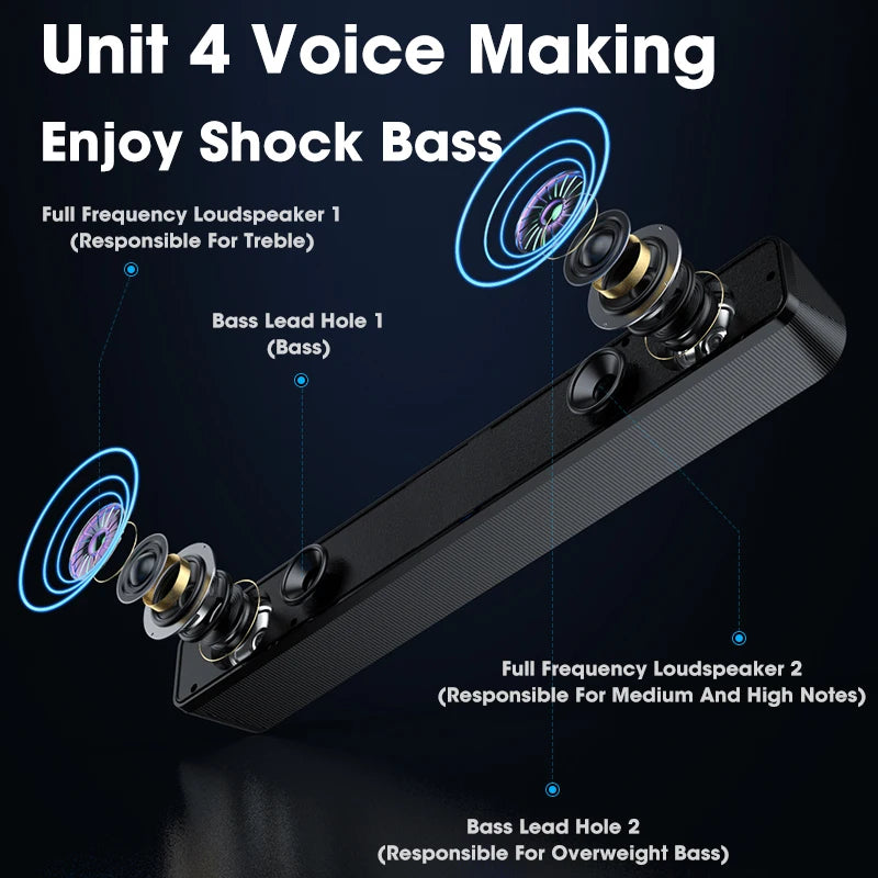 Niye Home Theater Sound Portable Bluetooth Speaker 360° Surround Soundbar Computer Speaker for TV Subwoofer Stereo Music Box
