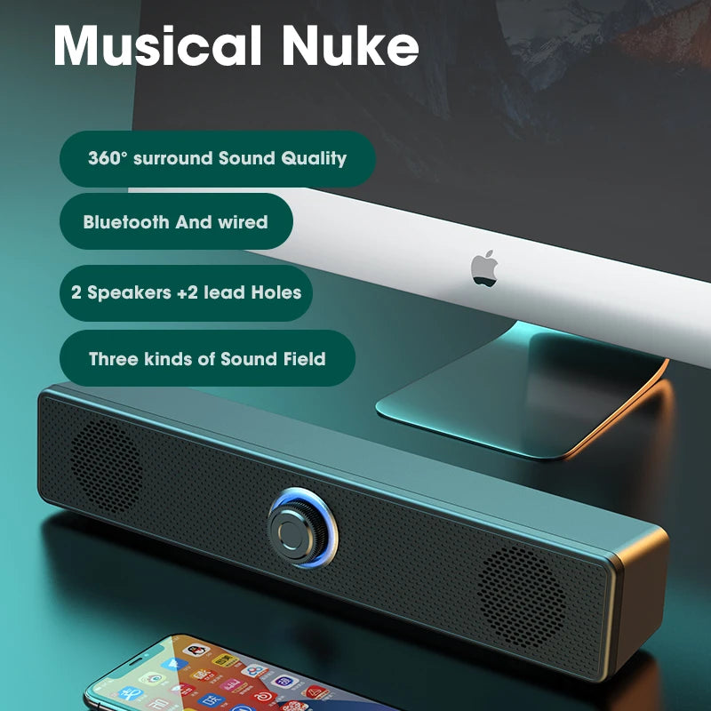 Niye Home Theater Sound Portable Bluetooth Speaker 360° Surround Soundbar Computer Speaker for TV Subwoofer Stereo Music Box