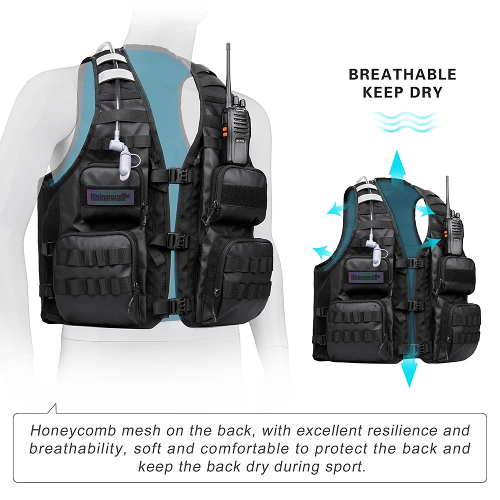 Moto Vest Mens Motorcycle Jacket Breathable Motorbike Jacket Night Work High Visibility Reflective Safety Jacket With Water Bag