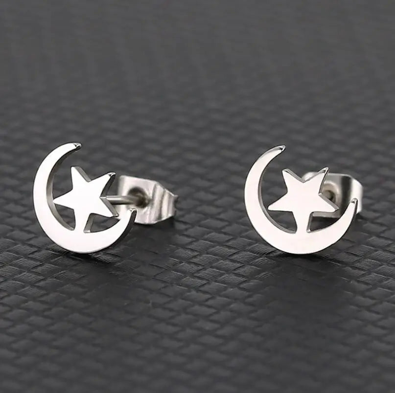 2024 New Star Earings Punk Stud Earrings Stainless Steel Everyday Teen Jewelry Pentagram Earing for Women Wholesale Oorbellen