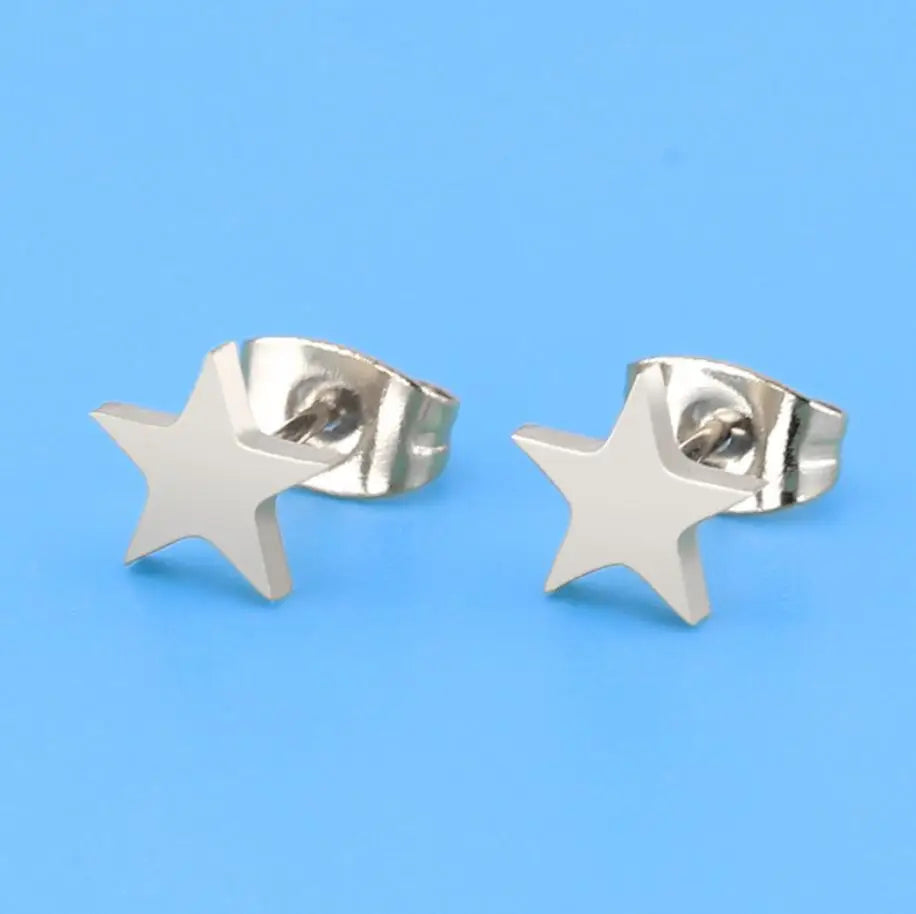 2024 New Star Earings Punk Stud Earrings Stainless Steel Everyday Teen Jewelry Pentagram Earing for Women Wholesale Oorbellen