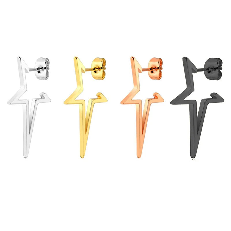 2024 New Star Earings Punk Stud Earrings Stainless Steel Everyday Teen Jewelry Pentagram Earing for Women Wholesale Oorbellen