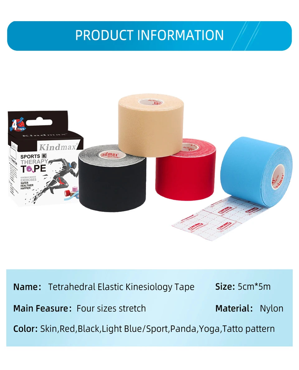 Kindmax High Elastic Sports Tape Kinesiology Nylon Strapping Gym Fitness Tennis Running Knee Muscle Protector