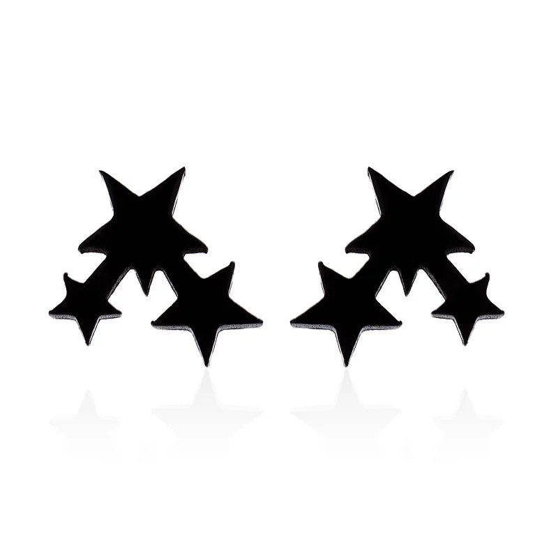 2024 New Star Earings Punk Stud Earrings Stainless Steel Everyday Teen Jewelry Pentagram Earing for Women Wholesale Oorbellen