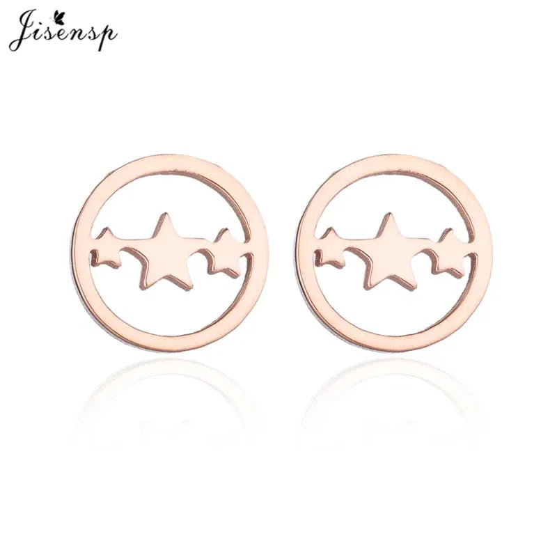 2024 New Star Earings Punk Stud Earrings Stainless Steel Everyday Teen Jewelry Pentagram Earing for Women Wholesale Oorbellen