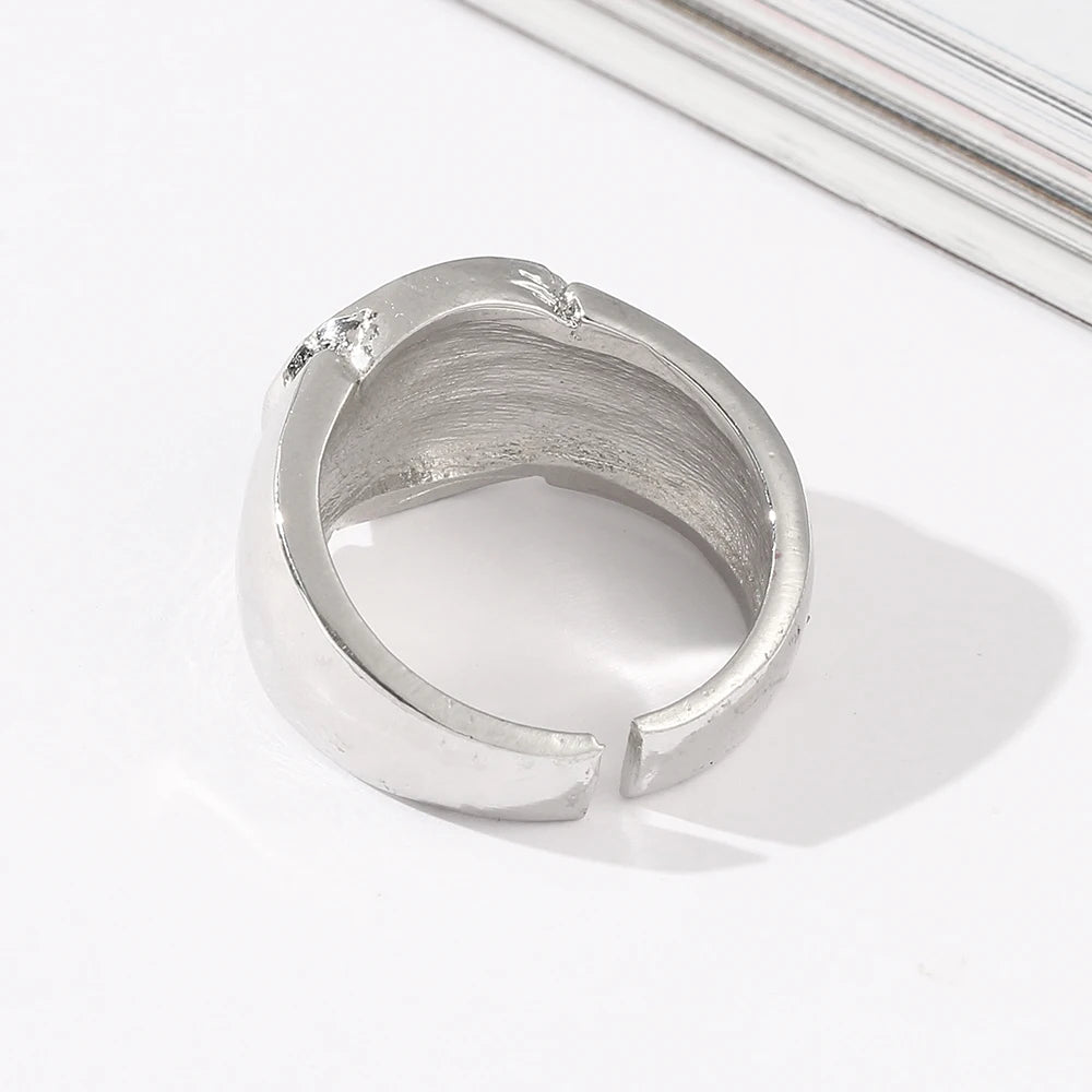 Punk Style Billiard Number Black 8 Opening Adjustable Rings Metal Alloy Rings Fashion Hip Hop Rock Jewelry For Women And Men