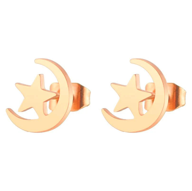 2024 New Star Earings Punk Stud Earrings Stainless Steel Everyday Teen Jewelry Pentagram Earing for Women Wholesale Oorbellen