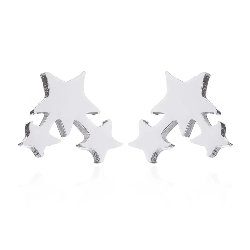 2024 New Star Earings Punk Stud Earrings Stainless Steel Everyday Teen Jewelry Pentagram Earing for Women Wholesale Oorbellen