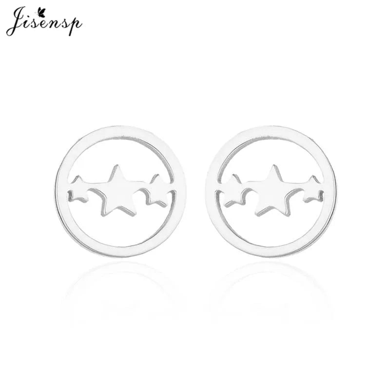 2024 New Star Earings Punk Stud Earrings Stainless Steel Everyday Teen Jewelry Pentagram Earing for Women Wholesale Oorbellen