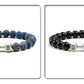 Natural Volcanic Stone Bracelet Men Matte Black Lave White Beads Charm Dumbbell Strand Bracelets Women Barbell Fitness Jewelry