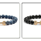 Natural Volcanic Stone Bracelet Men Matte Black Lave White Beads Charm Dumbbell Strand Bracelets Women Barbell Fitness Jewelry