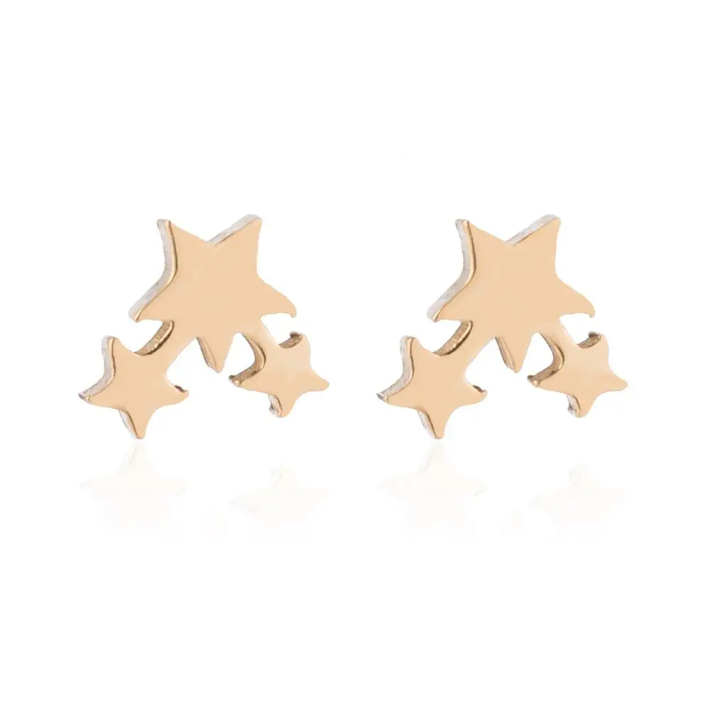 2024 New Star Earings Punk Stud Earrings Stainless Steel Everyday Teen Jewelry Pentagram Earing for Women Wholesale Oorbellen