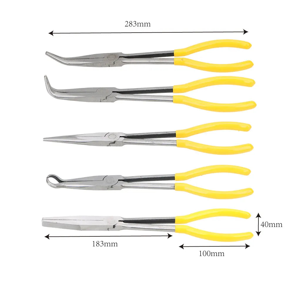 DIY Extra Long Nose Pliers Straight Bent Tip Mechanic Equipment Hand Removal Tools Spanner Clips Auto Care Kit Car Accessories