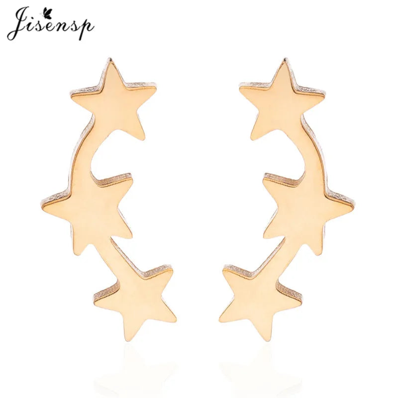 2024 New Star Earings Punk Stud Earrings Stainless Steel Everyday Teen Jewelry Pentagram Earing for Women Wholesale Oorbellen