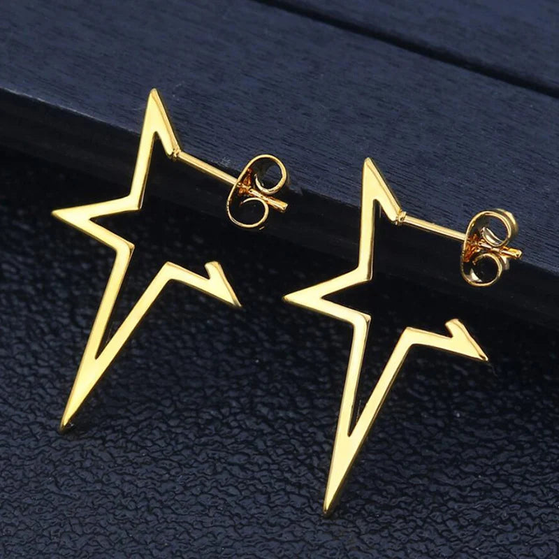 2024 New Star Earings Punk Stud Earrings Stainless Steel Everyday Teen Jewelry Pentagram Earing for Women Wholesale Oorbellen