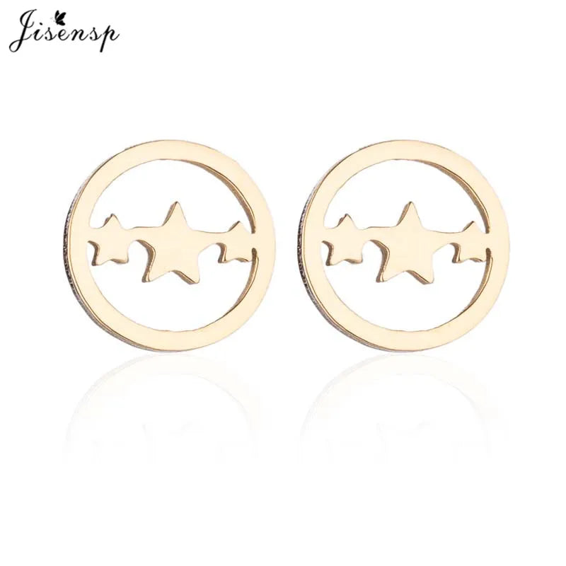 2024 New Star Earings Punk Stud Earrings Stainless Steel Everyday Teen Jewelry Pentagram Earing for Women Wholesale Oorbellen