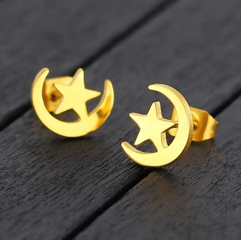 2024 New Star Earings Punk Stud Earrings Stainless Steel Everyday Teen Jewelry Pentagram Earing for Women Wholesale Oorbellen