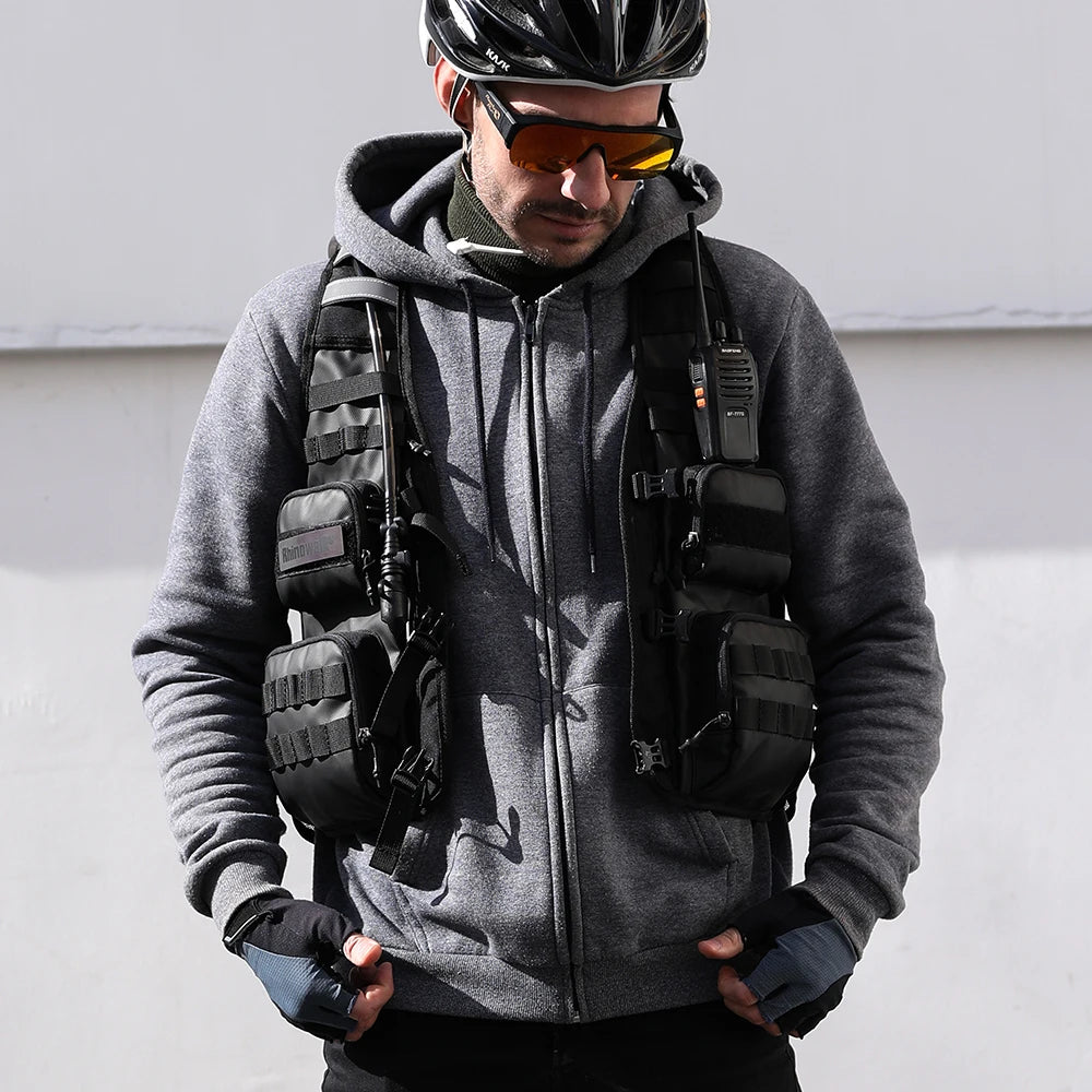 Moto Vest Mens Motorcycle Jacket Breathable Motorbike Jacket Night Work High Visibility Reflective Safety Jacket With Water Bag