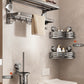 Suction Cup Towel Rack Bathroom Punch-Free Hanging Rod Bathroom Storage Rack Integrated Shower Room Toilet Storage Bath Towel Rack