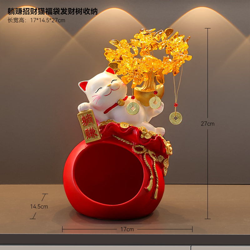 Haibeihai Lucky Cat Key Storage Entrance Decoration Home Living Room Desktop Pachira Macrocarpa Entrance Decorations