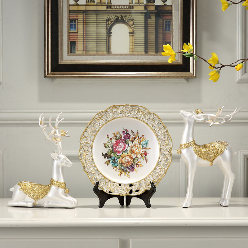 European-Style Living Room TV Cabinet Deer Decoration Craft Gift