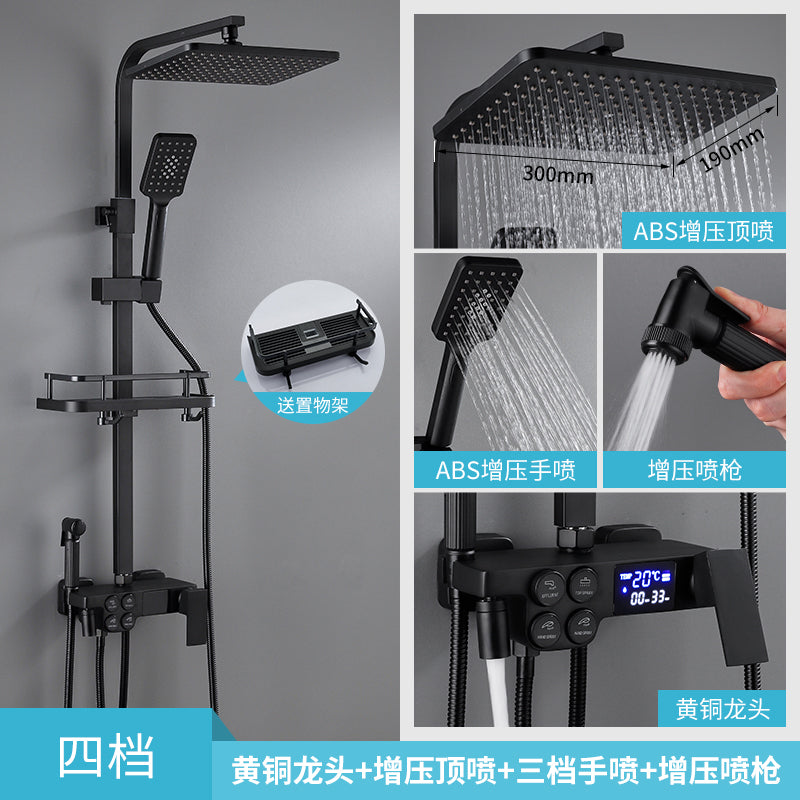 Copper Constant Temperature Black For Home Supercharged Shower Head