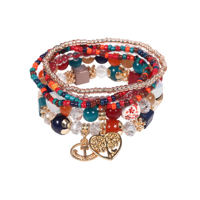 European and American-Style Women's Glasses Multi-Layer Seaside Photograph Handmade Beads
