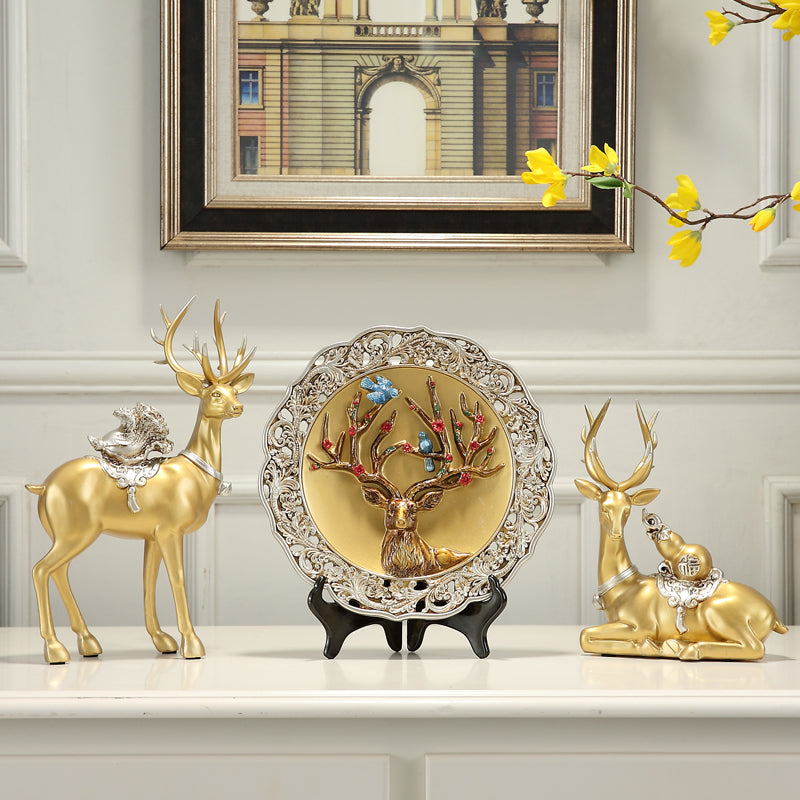European-Style Living Room TV Cabinet Deer Decoration Craft Gift