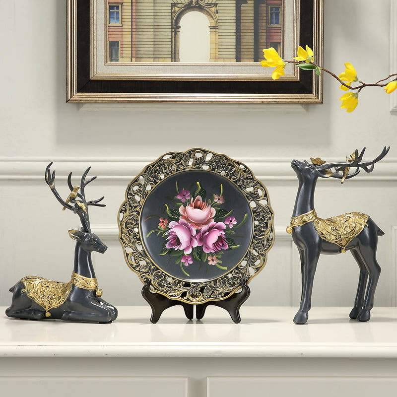 European-Style Living Room TV Cabinet Deer Decoration Craft Gift