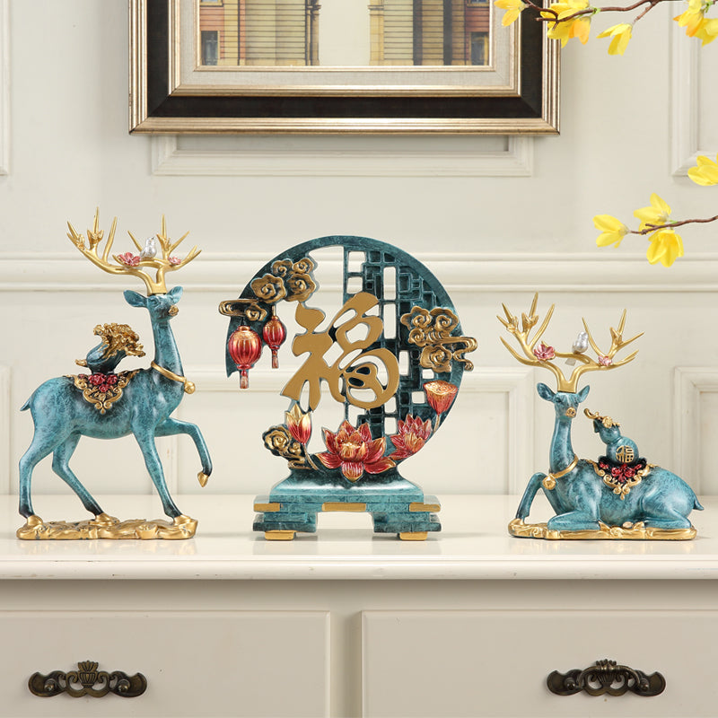 European-Style Living Room TV Cabinet Deer Decoration Craft Gift