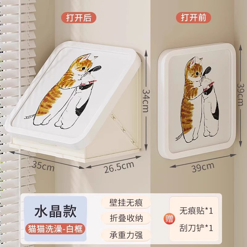 Mural Storage Box Clean Clothes Foldable Cabinet Bath