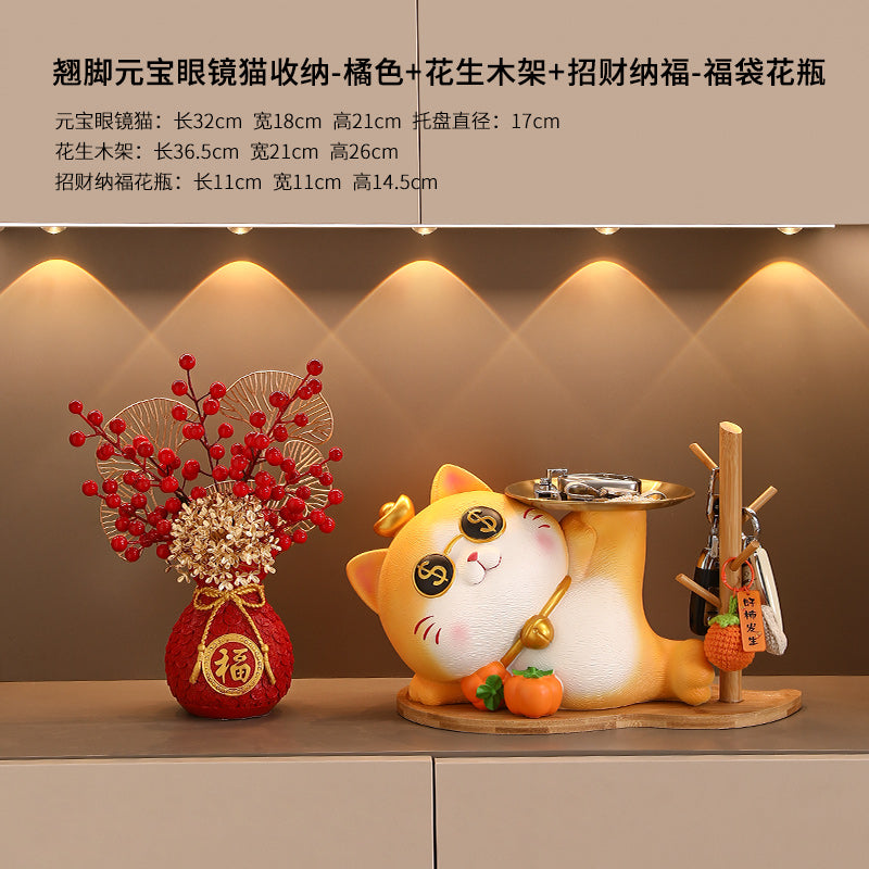 Key Storage Entrance Tray Housewarming Fortune Cat