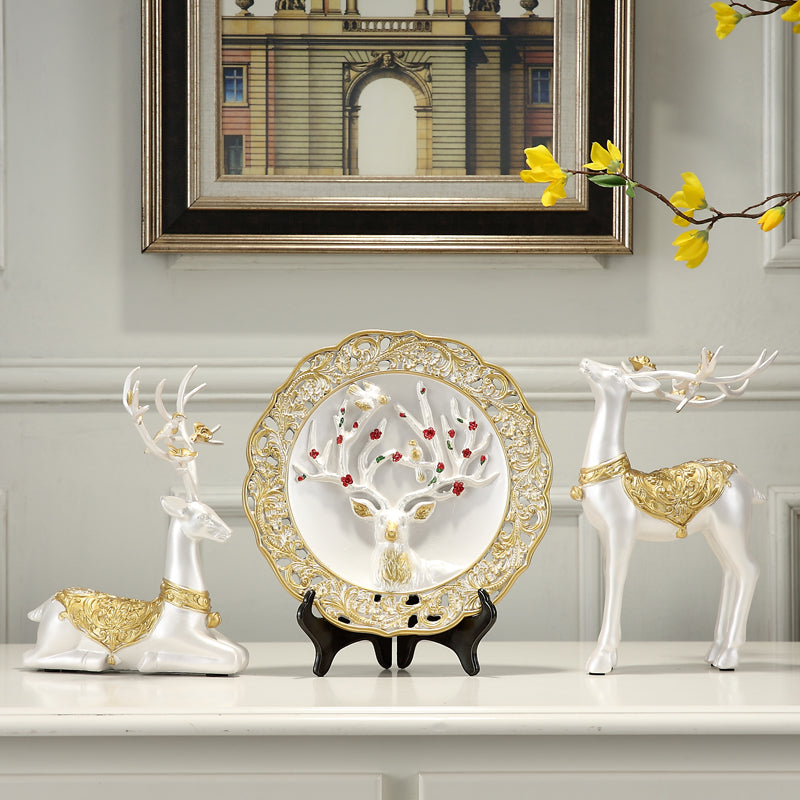 European-Style Living Room TV Cabinet Deer Decoration Craft Gift