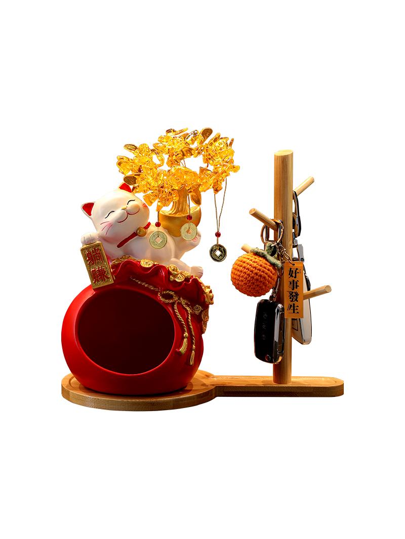 Haibeihai Lucky Cat Key Storage Entrance Decoration Home Living Room Desktop Pachira Macrocarpa Entrance Decorations