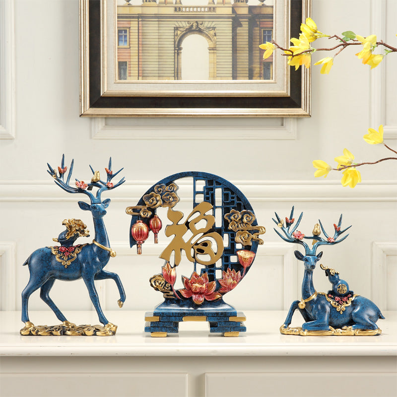 European-Style Living Room TV Cabinet Deer Decoration Craft Gift