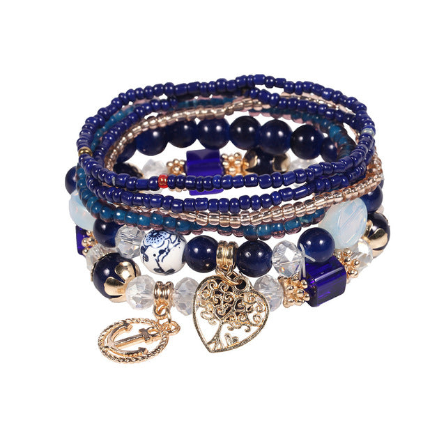 European and American-Style Women's Glasses Multi-Layer Seaside Photograph Handmade Beads