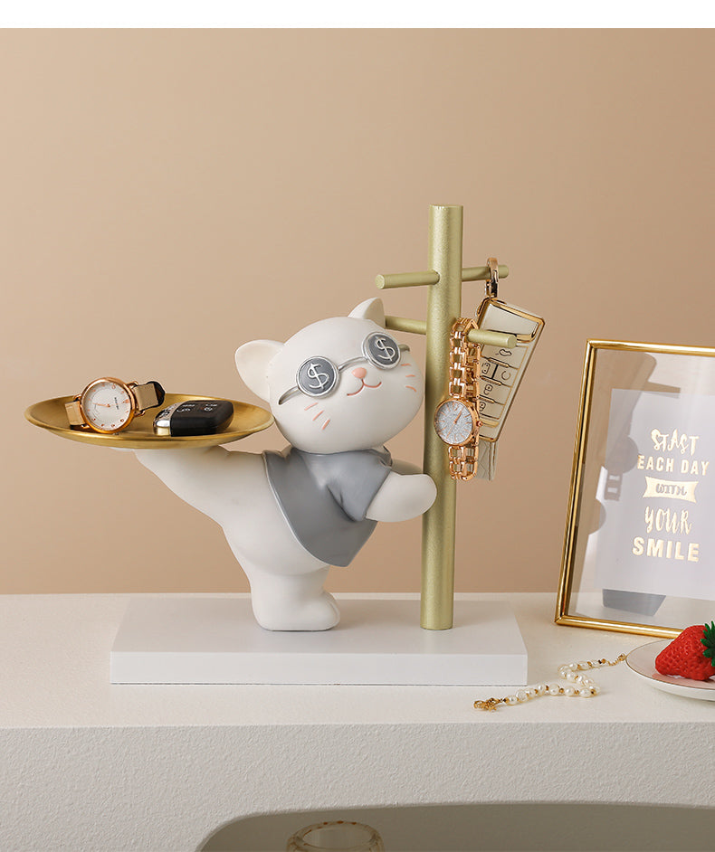 Key Storage Decoration Home Tray Moving Fortune Cat